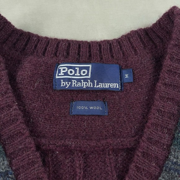 Vintage Polo Ralph Lauren Wool Cable Knit Sweater Vest Medium RRL Preppy 90s - Picture 4 of 8